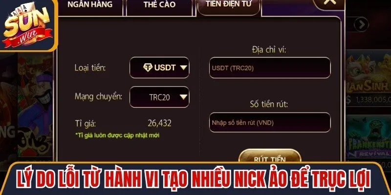 Sunwin không rút được tiền là tình trạng lỗi nhiều người quan tâm